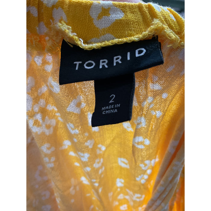 Torrid Yellow A-Line Knee Length Dress - Size 2