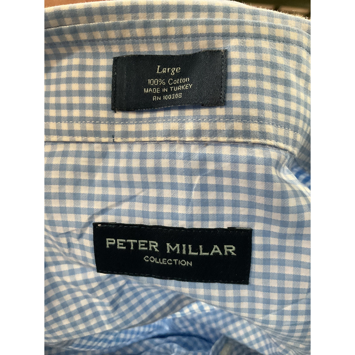 PETER MILLAR Men's Blue Dress Shirt Size L