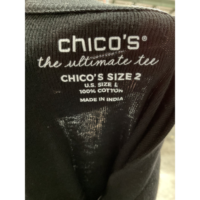 Chico's Black Cotton Blouse, Plus Size 2