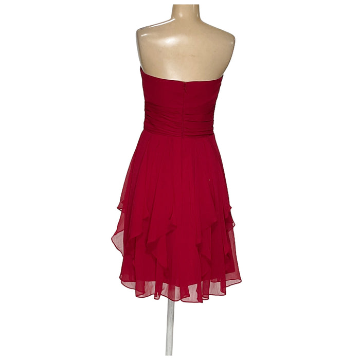 David's Bridal Red A-Line Midi Dress