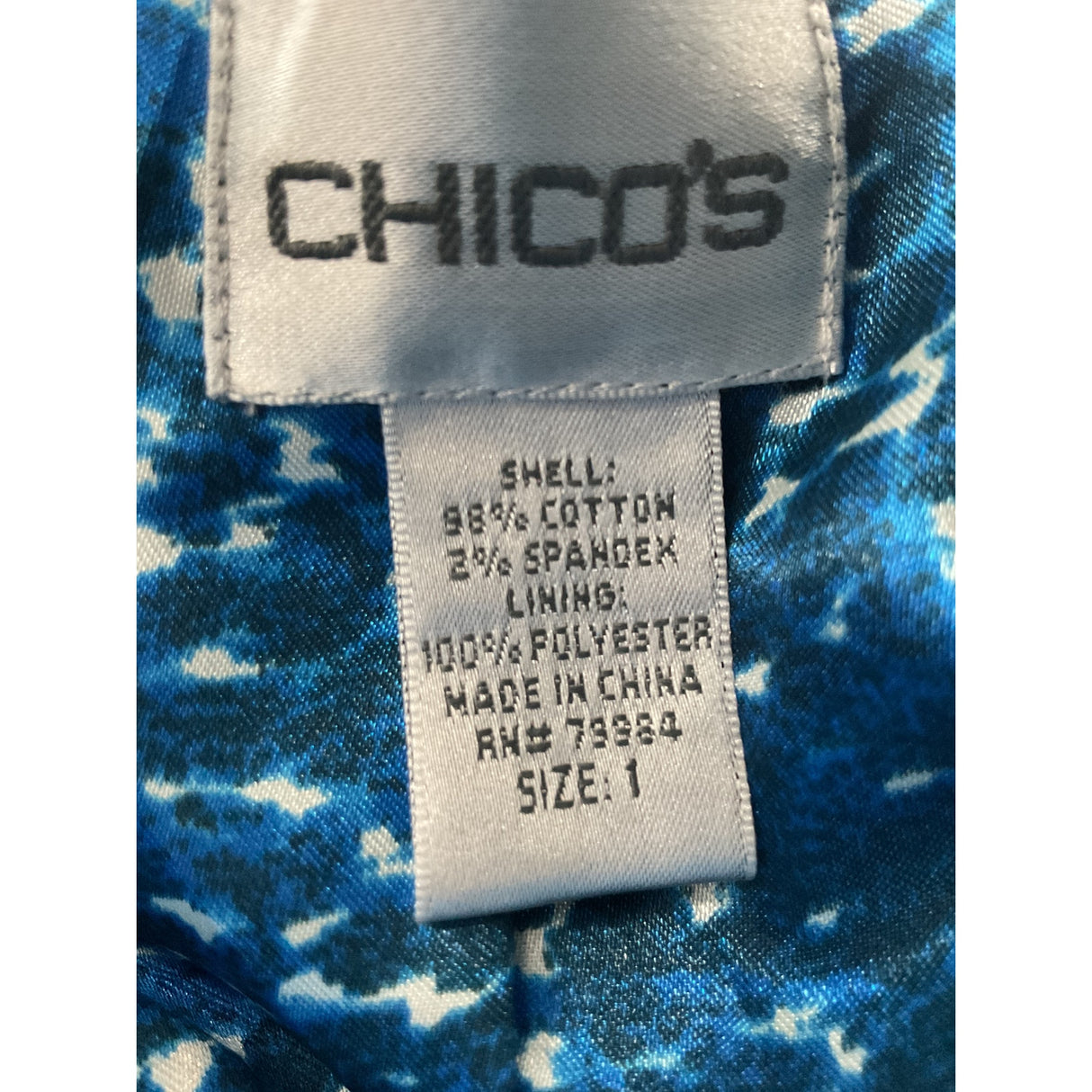 Chico's Womens Size 1 Blue Cotton Basic Jacket