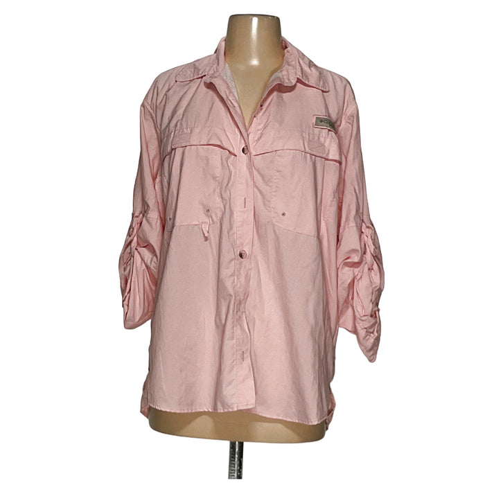 Columbia Orange Nylon Women's Button-Up Top