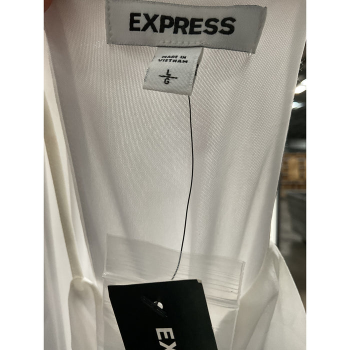 Express White Midi Blouson Dress - Women's L