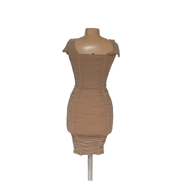 Fashion Nova Cream Bodycon Midi Dress - Size S