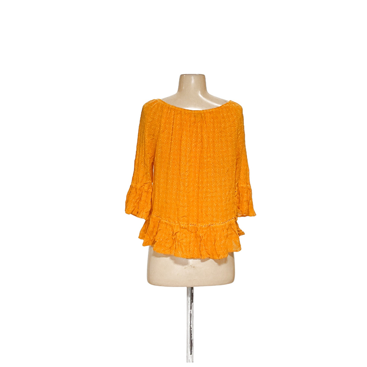 Democracy Ribbed Yellow Rayon Blouse - Women's M