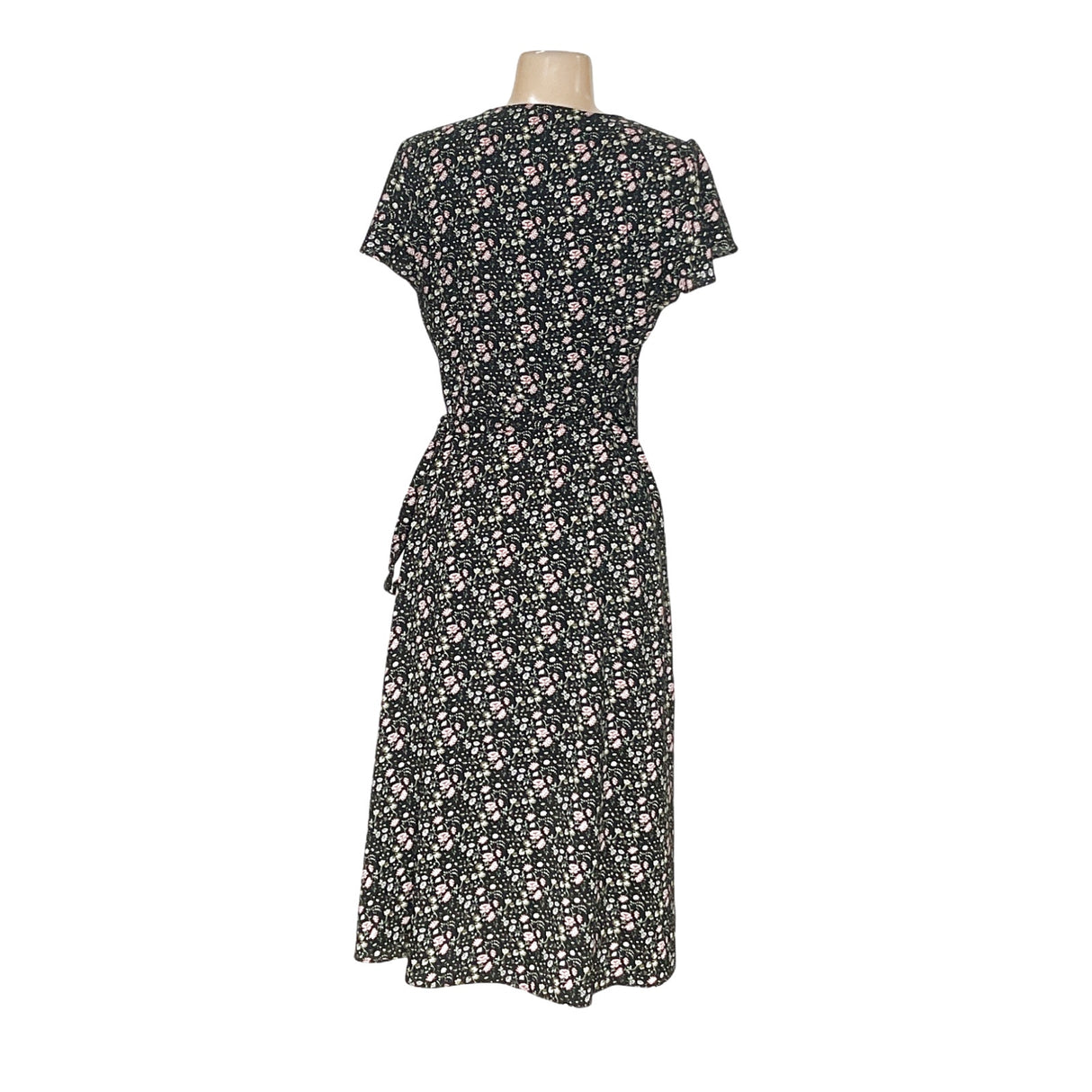 LOFT Black Floral Wrap Dress, Size 6P