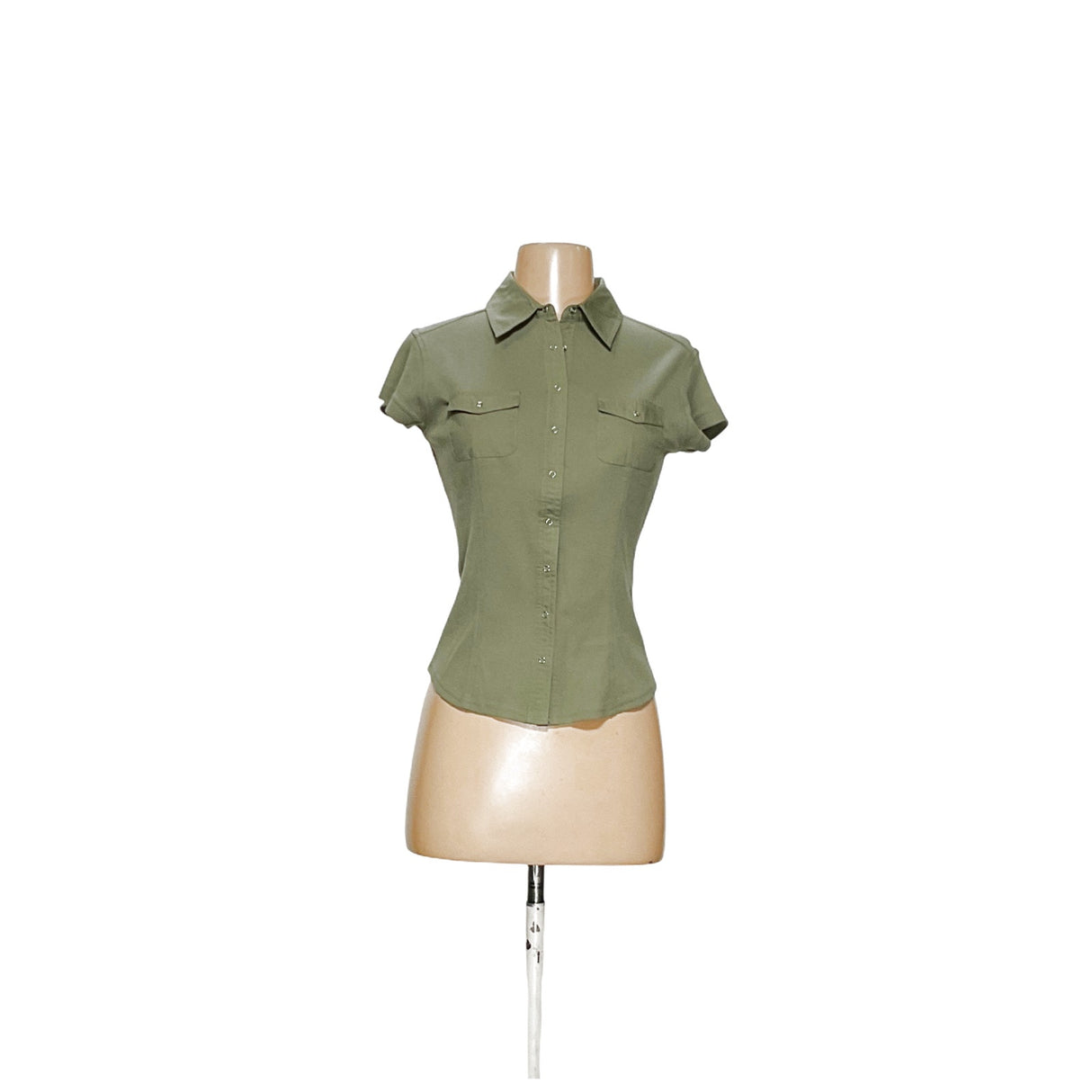 Express Green Knit Button-Up Top