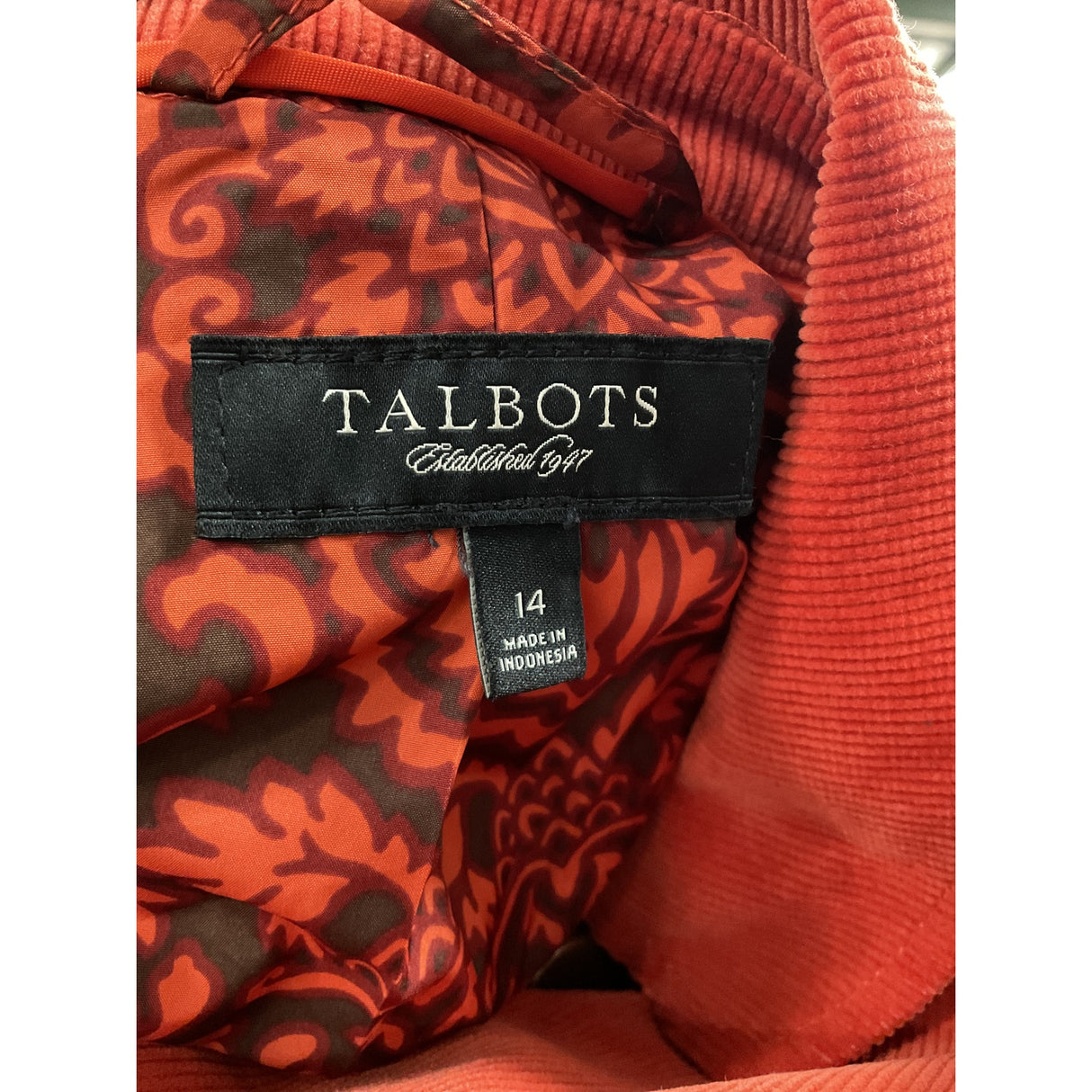 Talbots Orange Jacket Size 14