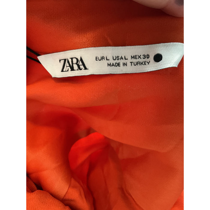 ZARA Women's Orange Button-Up Top, L