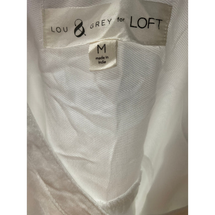 Lou & Grey White Button-Up Top, Size M