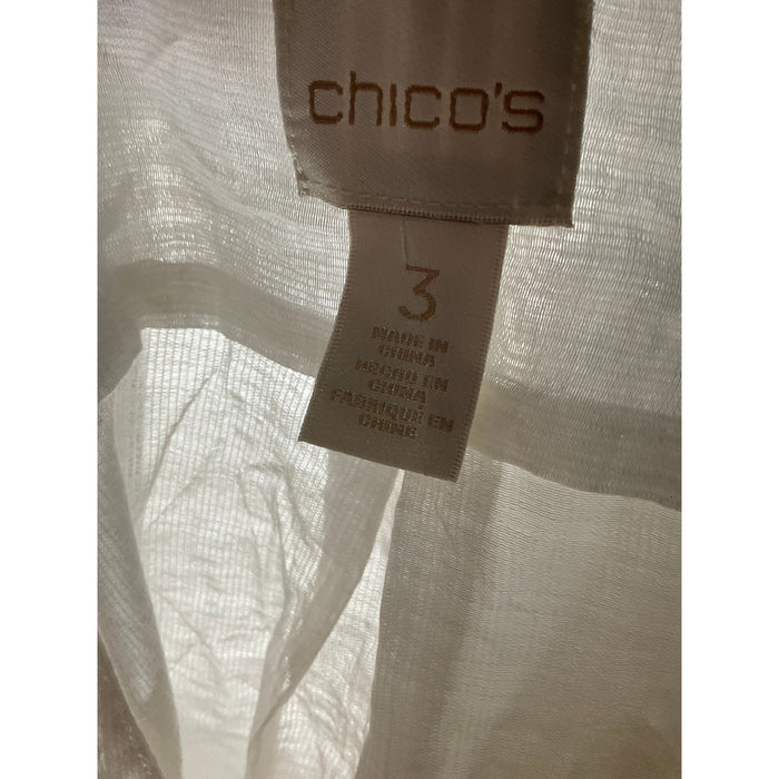 Chico's White Rayon Button-Up Top Size 3