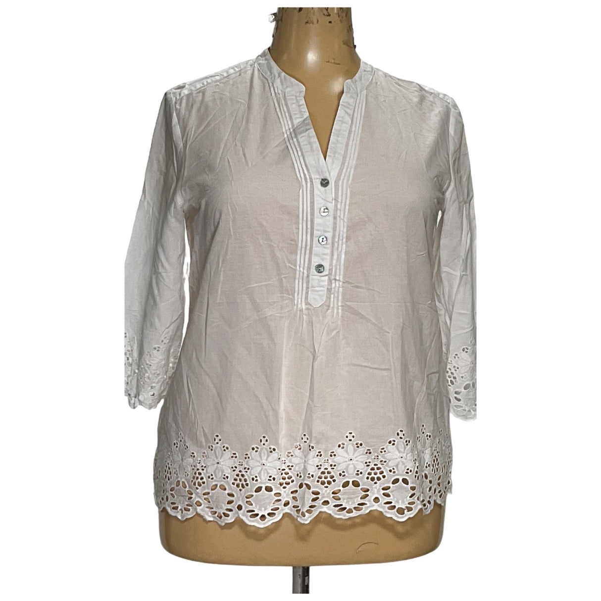 Chico's White Cotton Plus Size Blouse