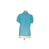 Tahari Linen Button-Up Top - Blue XS