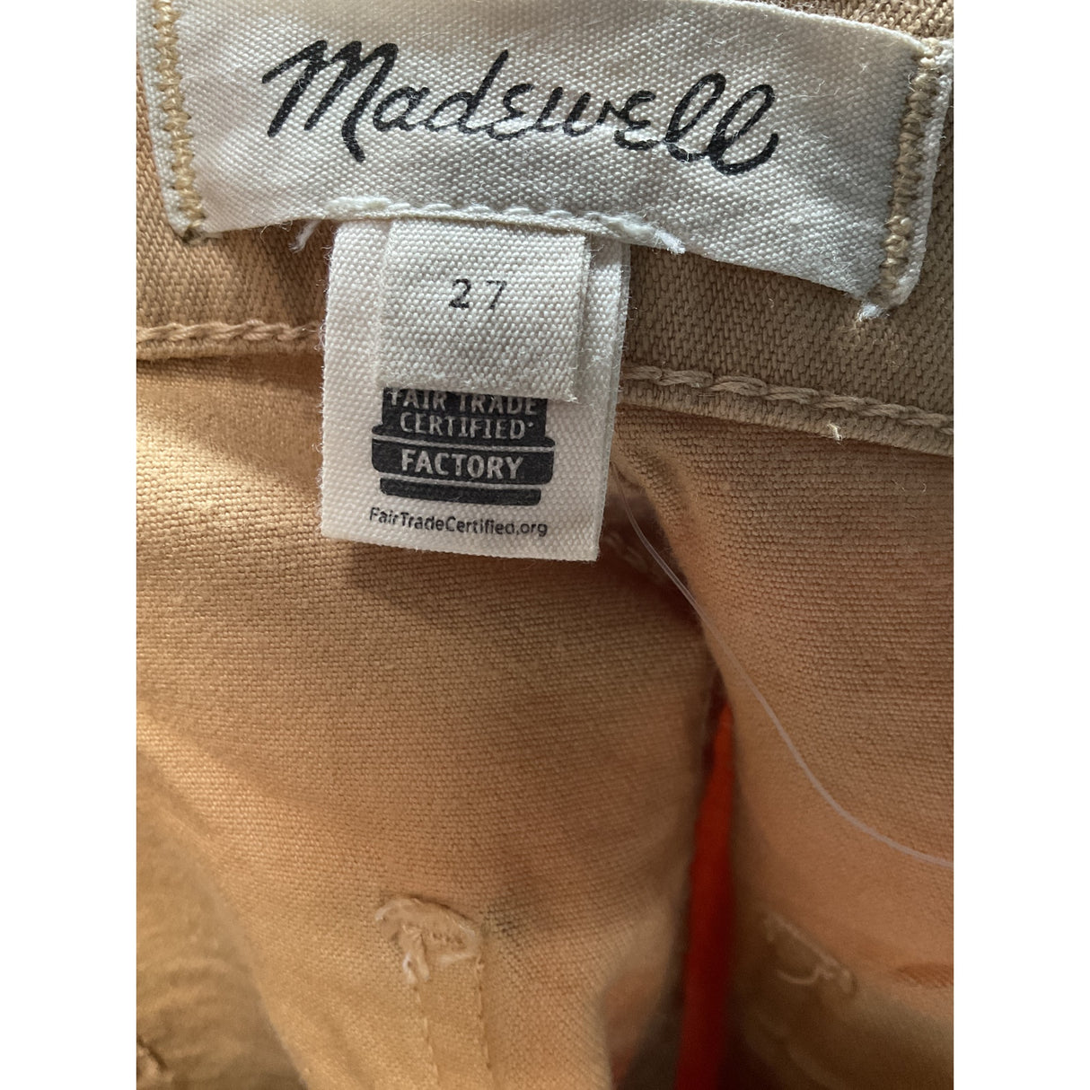 Madewell Beige Cotton Twill Straight Pants size 27