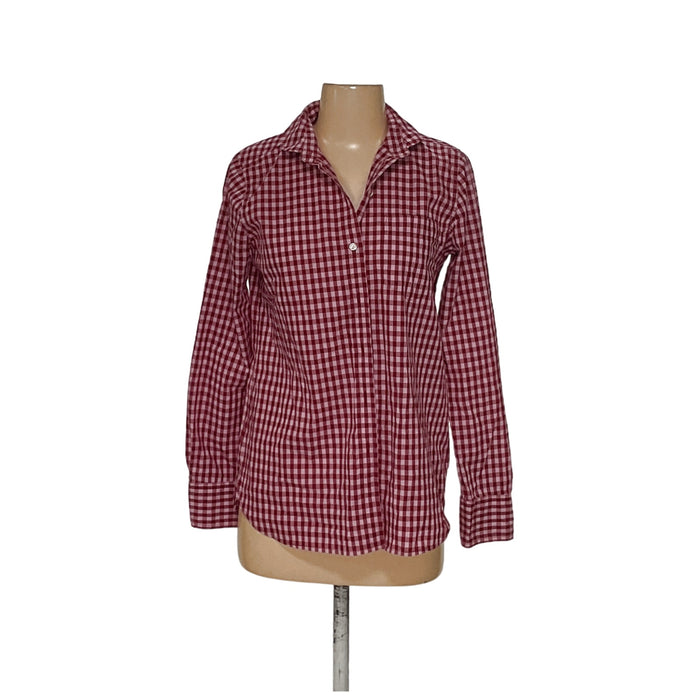 J. Crew Women's Red 100% Cotton Button-Up Top