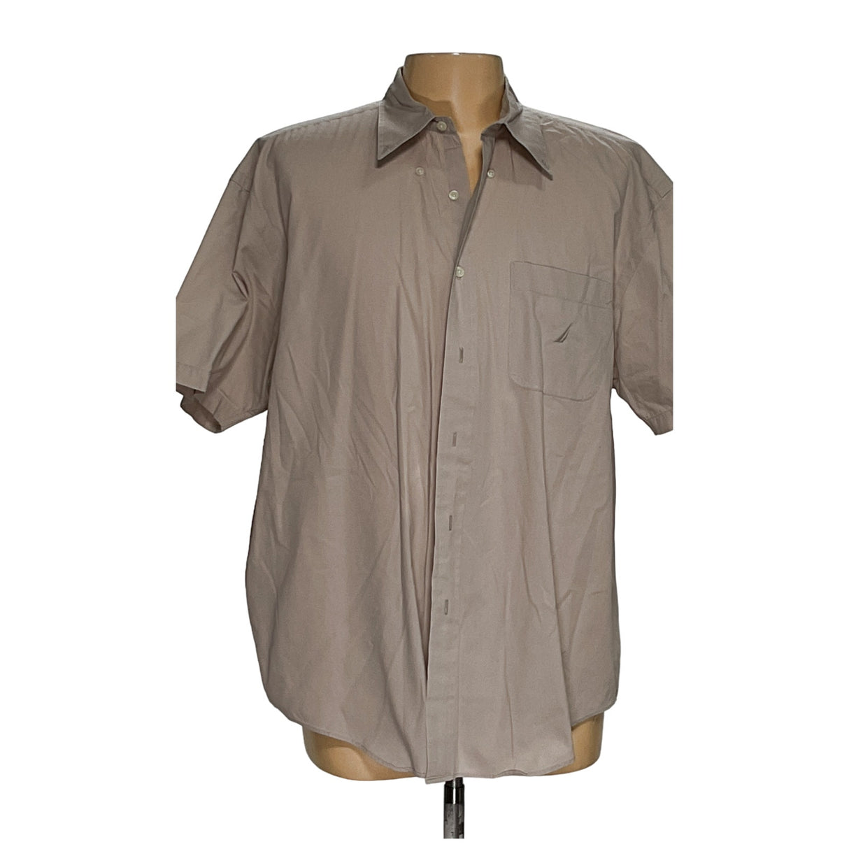 NAUTICA Beige Men's XL Short Sleeve Button-Up