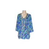 Chicos Blue Graphic Print Blouse