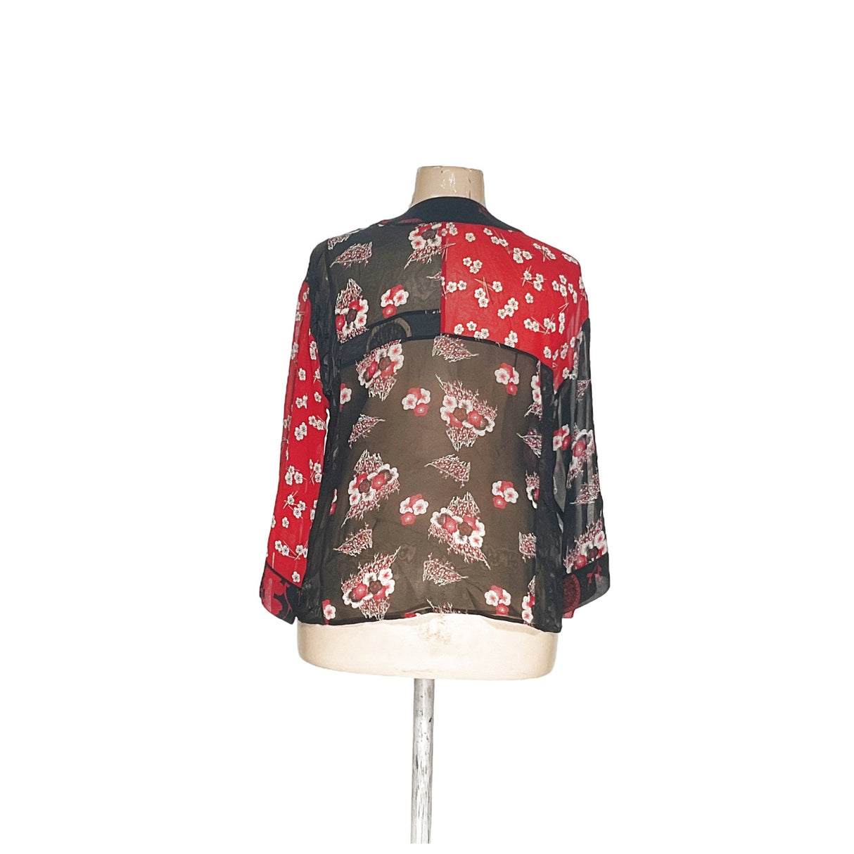 Chic Chico's Silk Chiffon Floral Cardigan