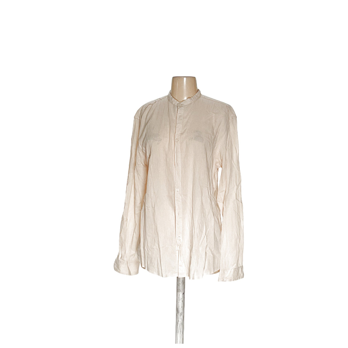 ZARA Beige 100% Cotton Women's Button-Up Top