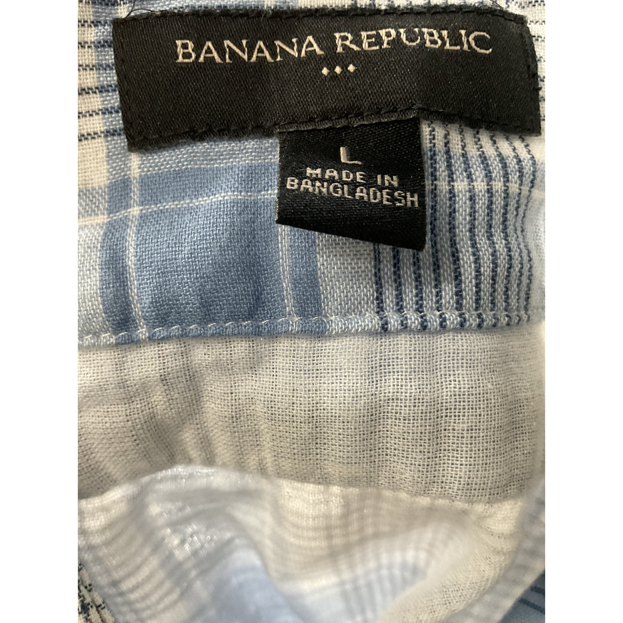 Banana Republic Men's Blue Plaid Shirt (L)