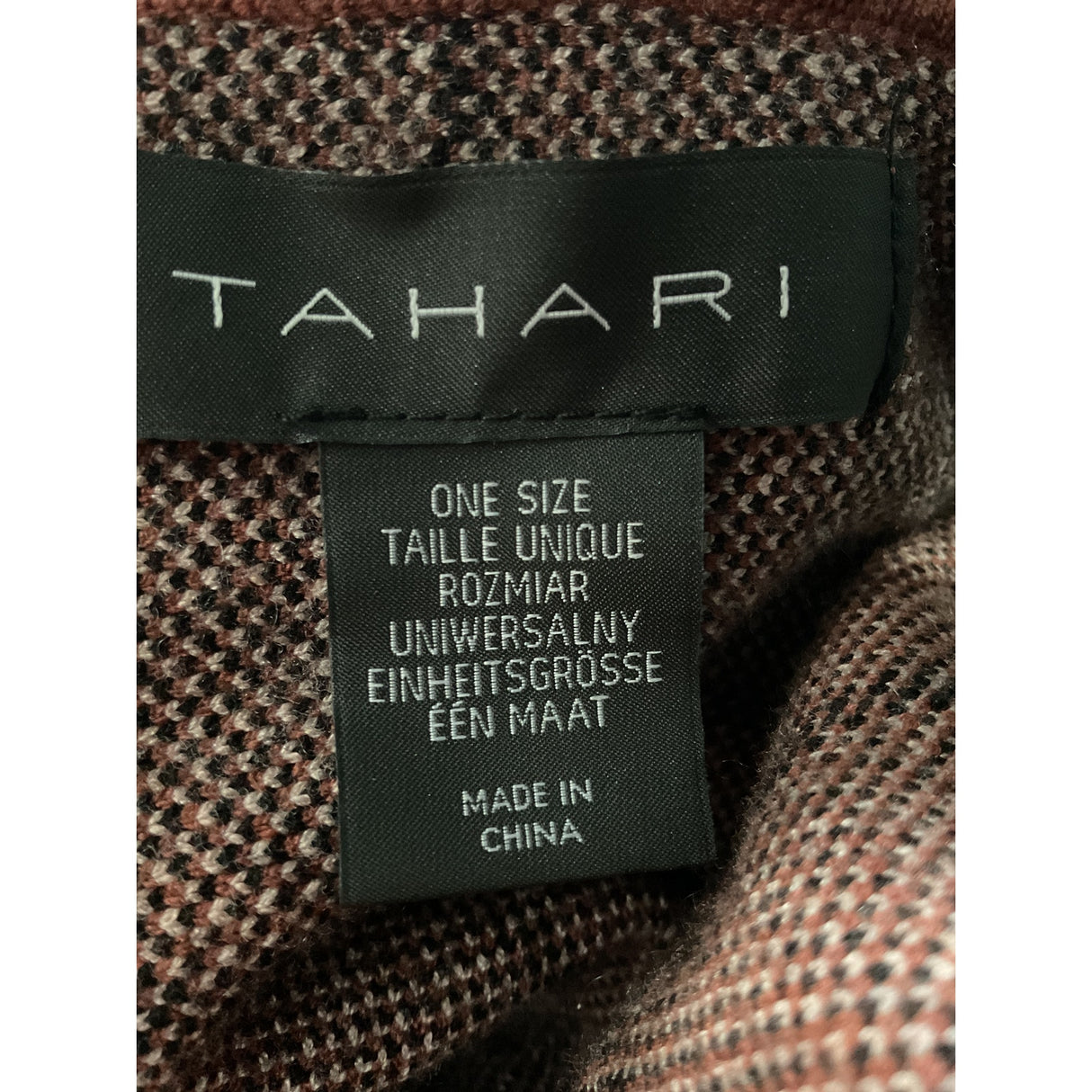 Tahari Brown Windowpane Tweed Cape Sweater