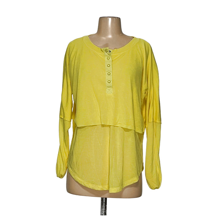 Free People Yellow Lyocell Blouse, Size S