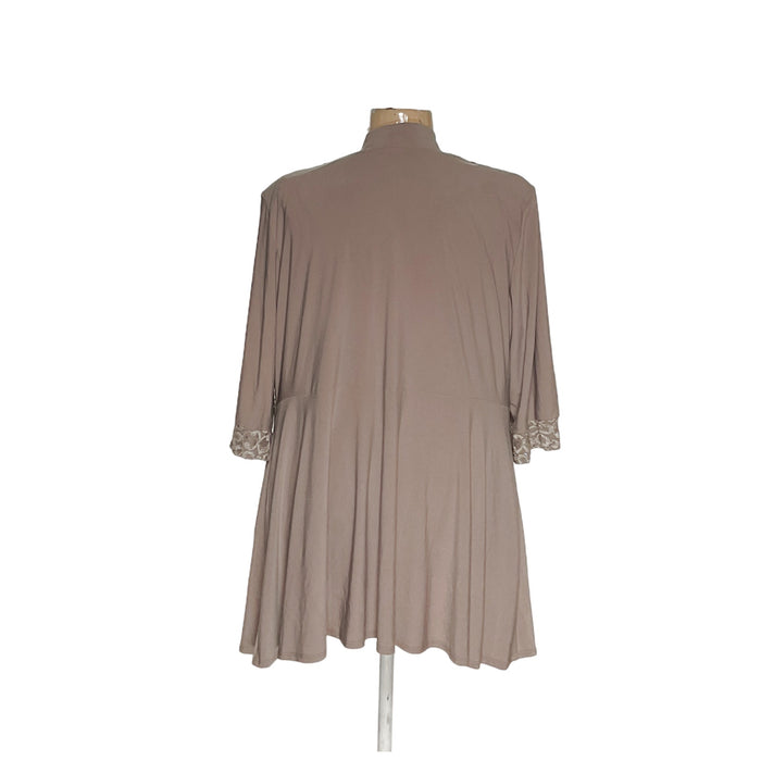 R&M Richards Beige Plus Size Cardigan