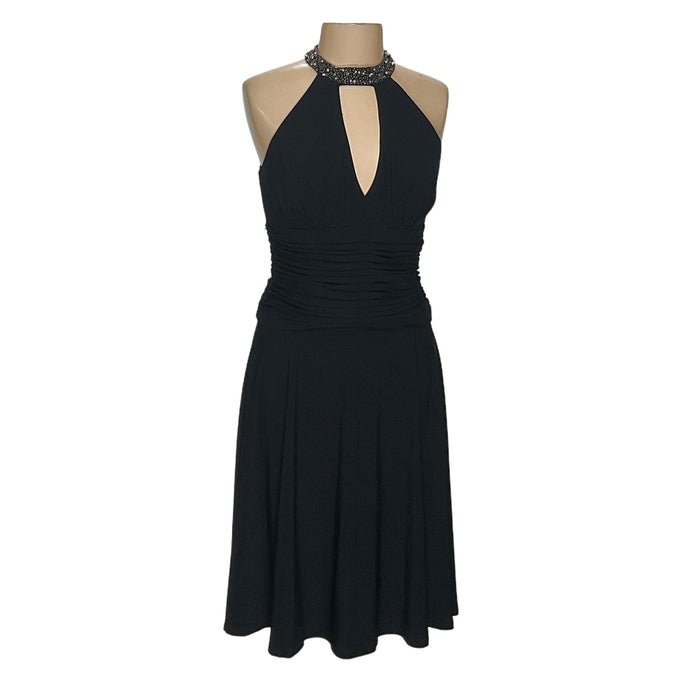 Cachet Black A-Line Midi Dress - Women's Size 10