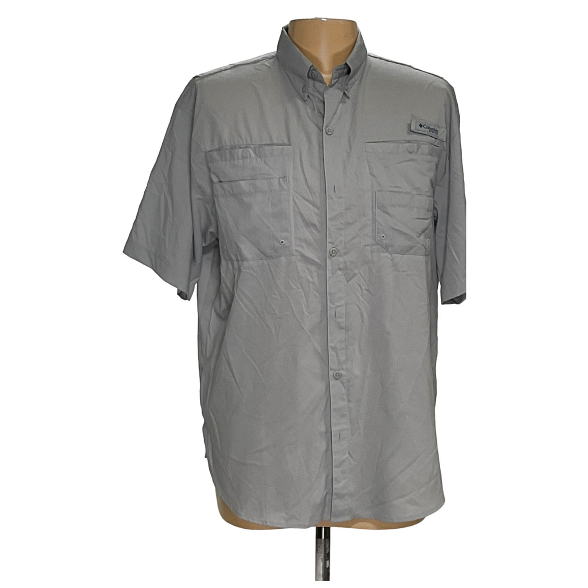 Columbia Men's Gray Short Sleeve Button-Down Shirt