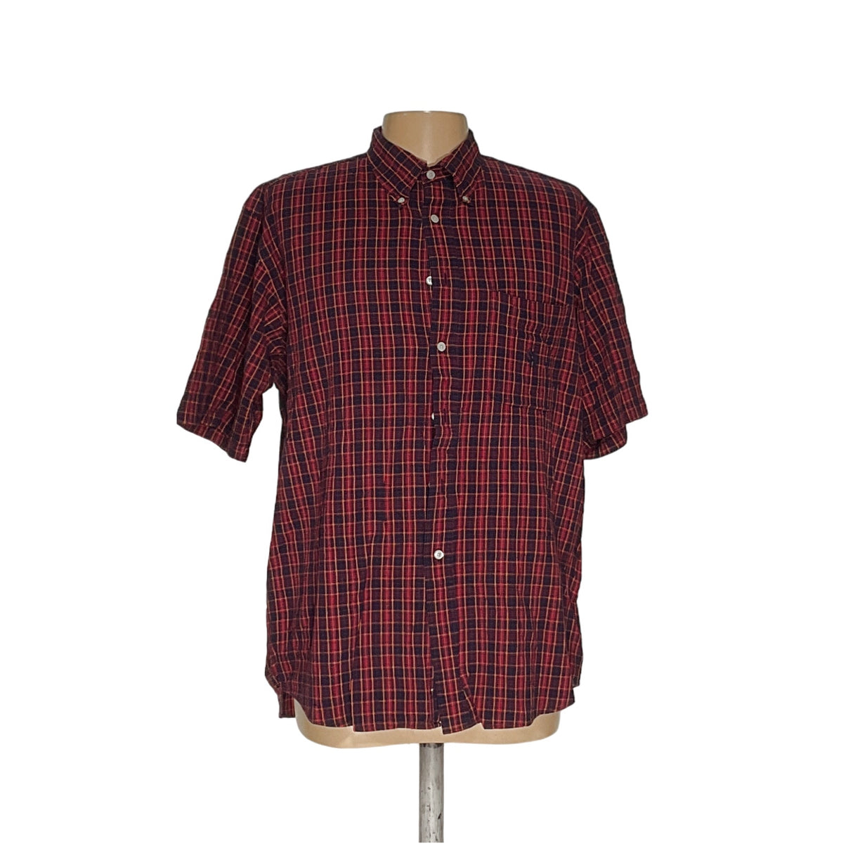 Nautica Men's Red Short Sleeve Button-Up Shirt