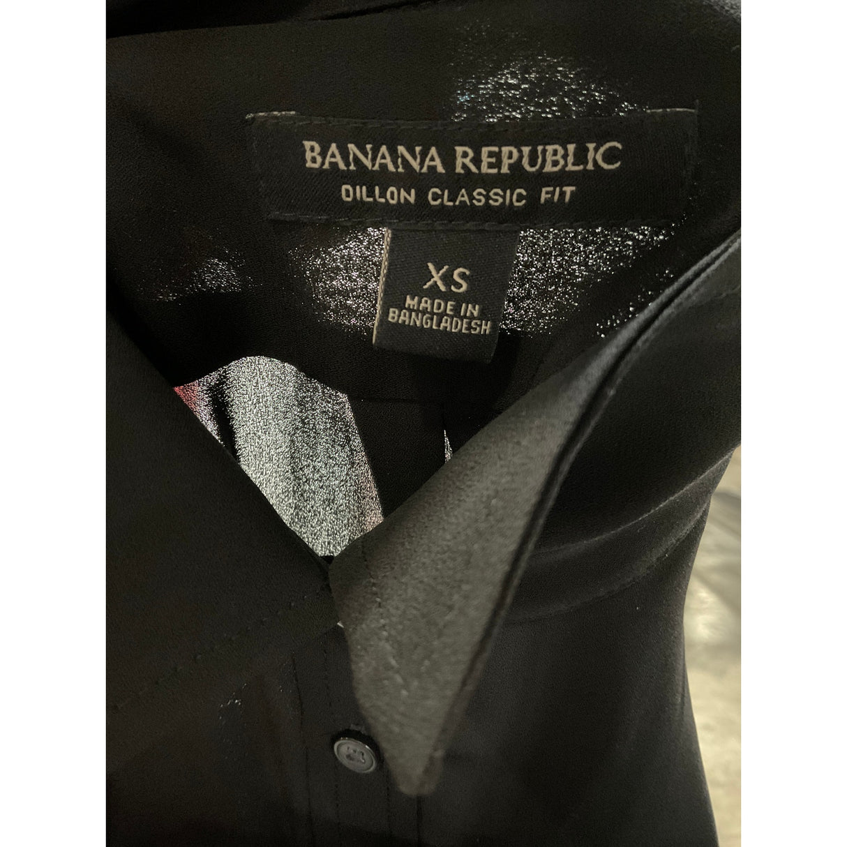 Banana Republic XS Black Button-Up Chiffon Top