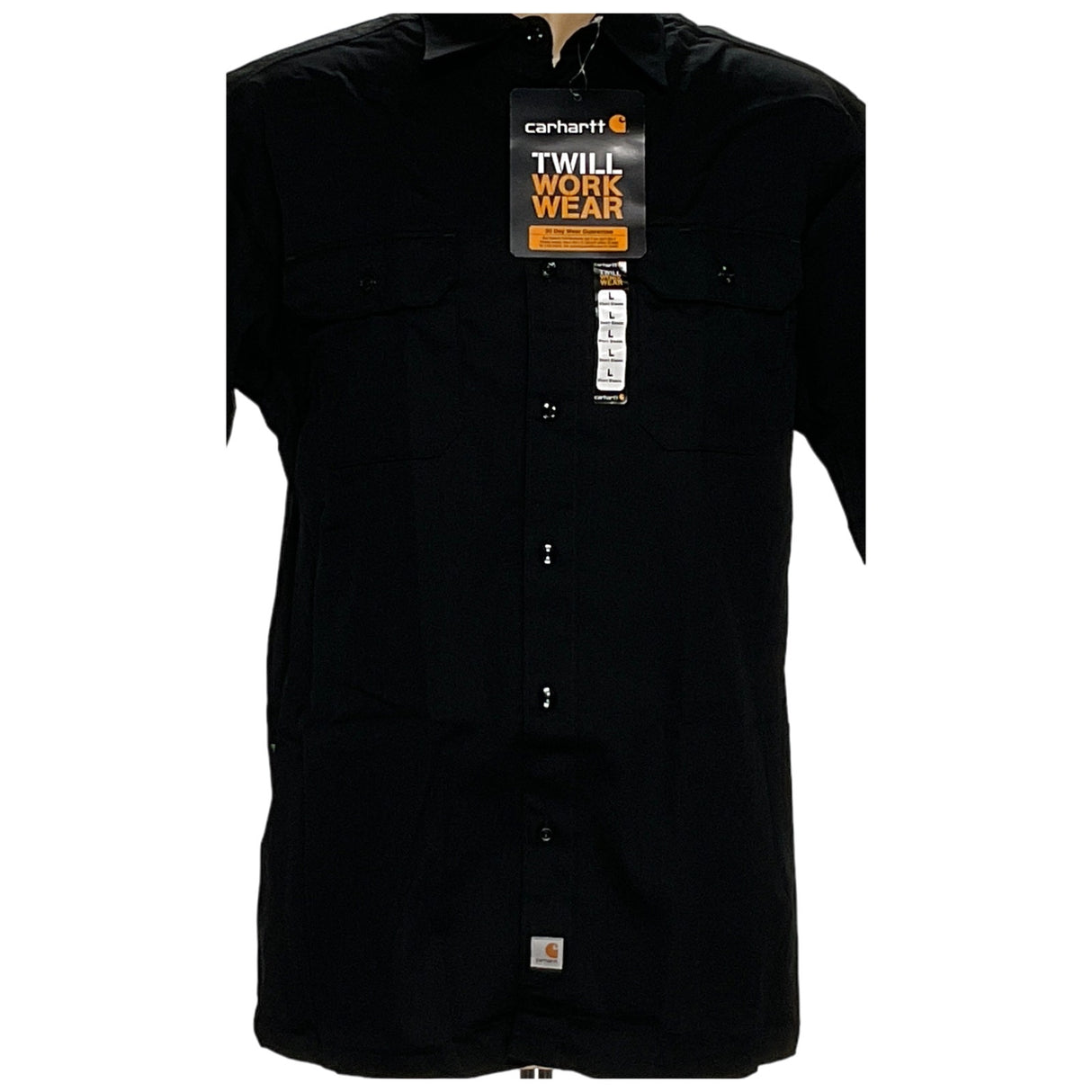 Men's Carhartt Black Polyester Button-Up Shirt, Size L