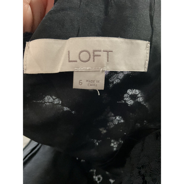 LOFT Black A-Line Midi Dress  - Size 6