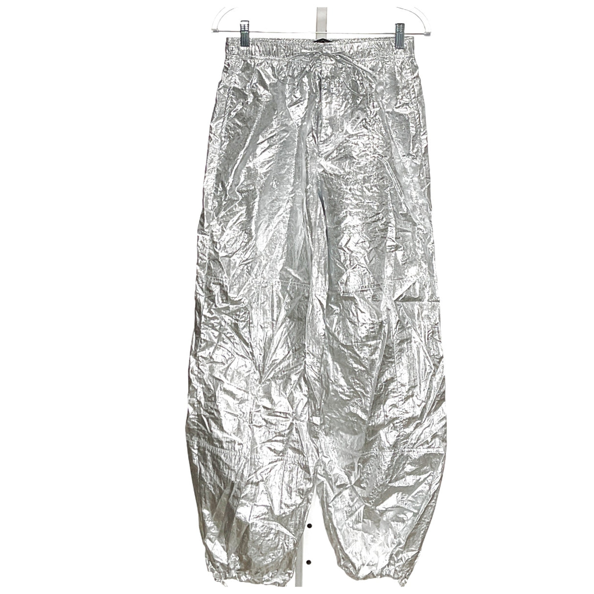 ZARA Silver Metallic Jogger Pants XS