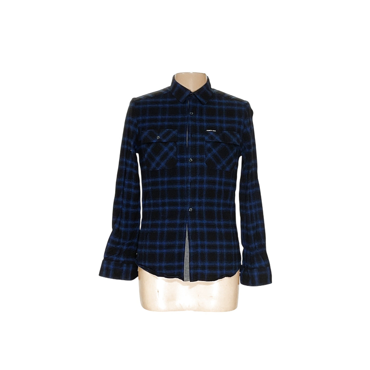 Kenneth Cole Blue Plaid Flannel Shirt