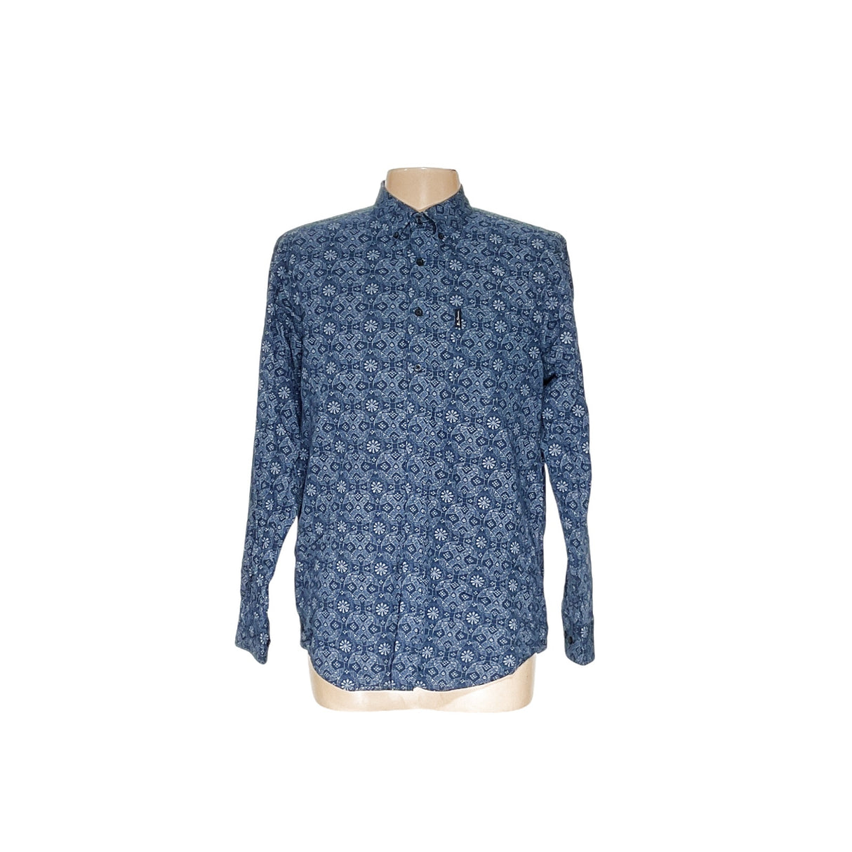 Men's Ben Sherman Graphic Print Blue Shirt, Size XL