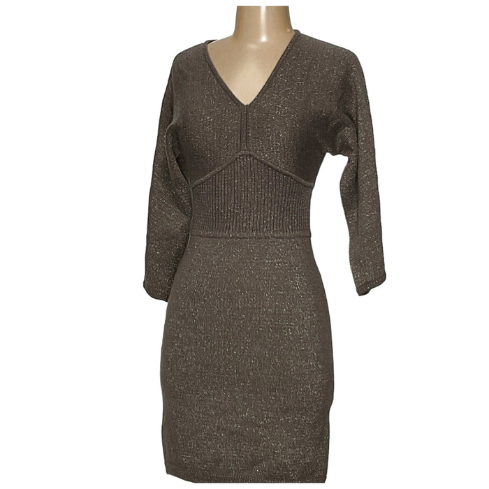 Andrew Marc Brown Wool Sweater Dress - Women's S