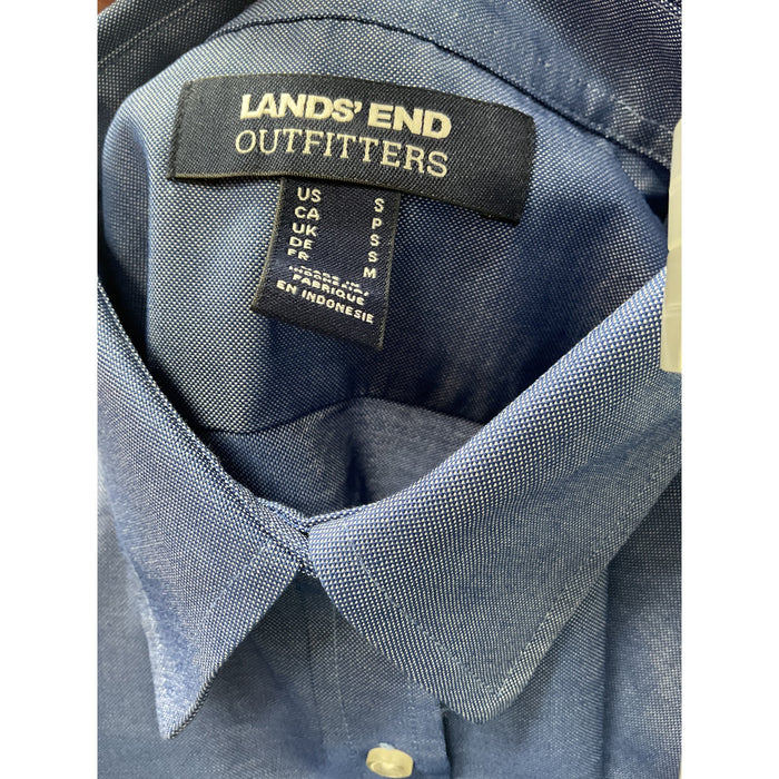 Lands' End Blue Cotton Button-Up Shirt