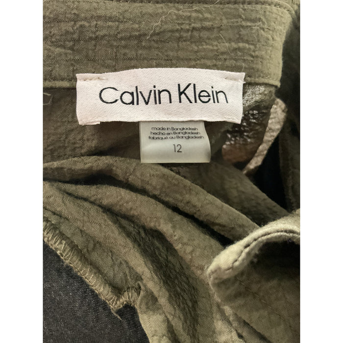 Calvin Klein Green A-Line Midi Dress, Size 12