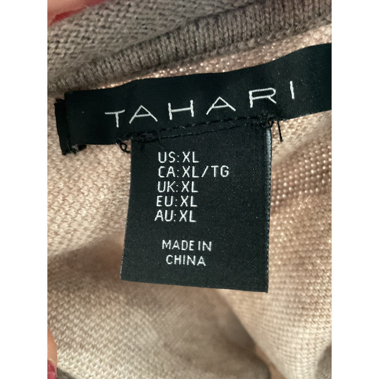 Tahari Brown Zebra Canvas Sweater XL