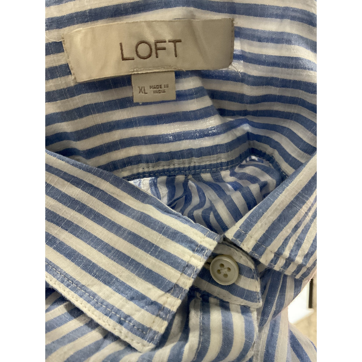 LOFT Multicolor Striped XL Button-Up Top