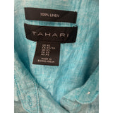 Tahari Linen Button-Up Top - Blue XS