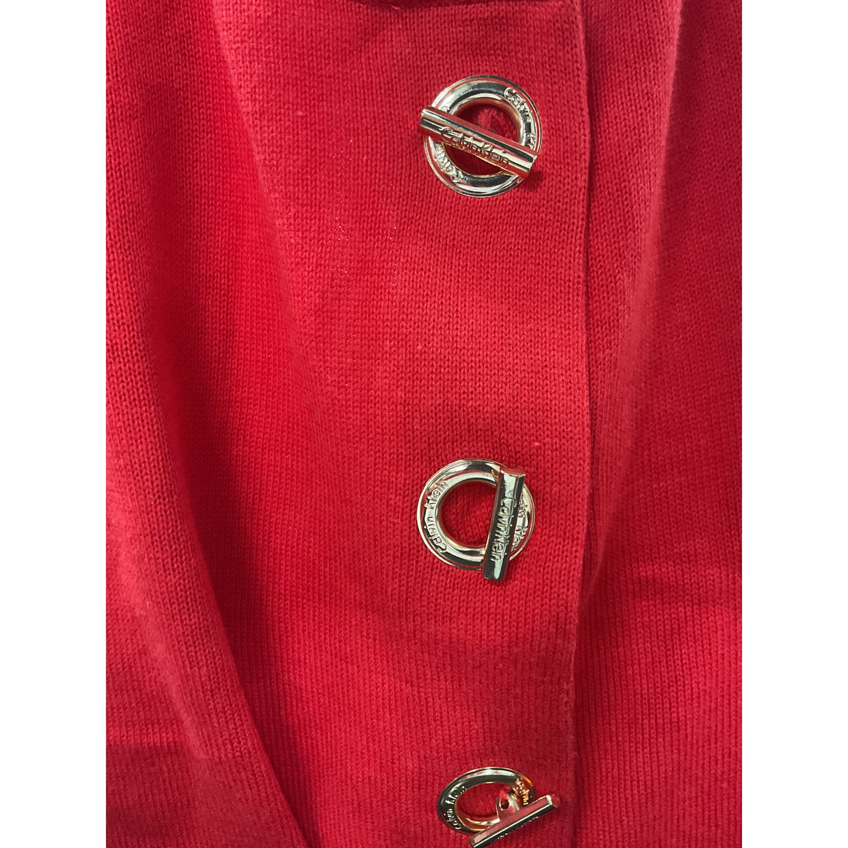 Calvin Klein Red Cotton Cardigan, Size L