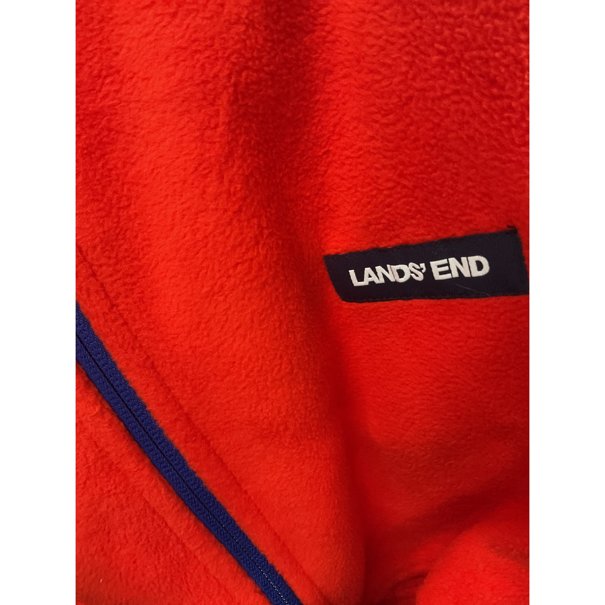 Lands' End Orange Fleece Full-Zip Sweater