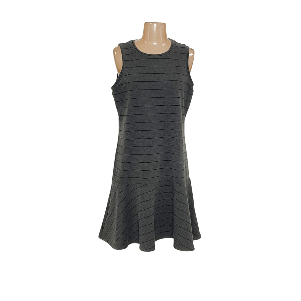 BR Gray Striped Midi A-line Dress