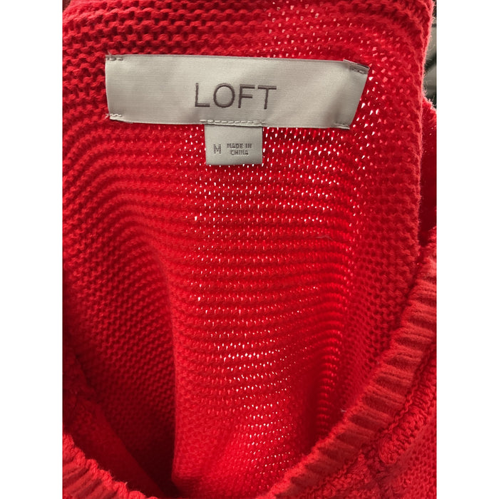 LOFT Red Cotton Pullover Sweater for Women