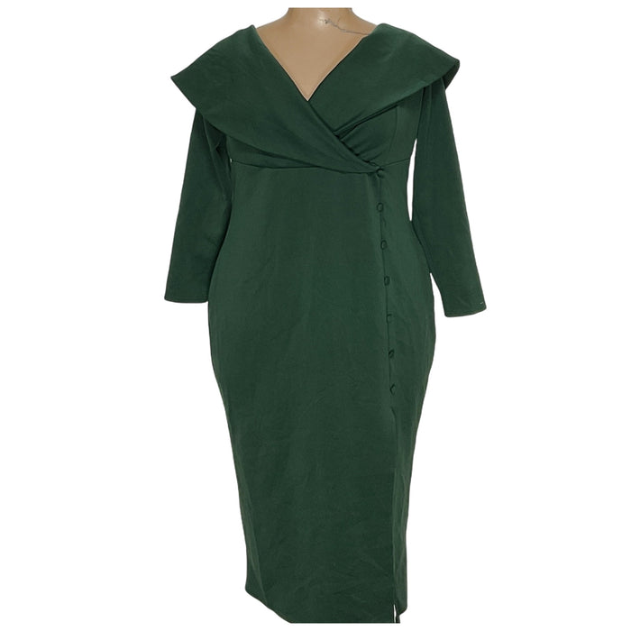 ASOS Green A-Line Midi Dress