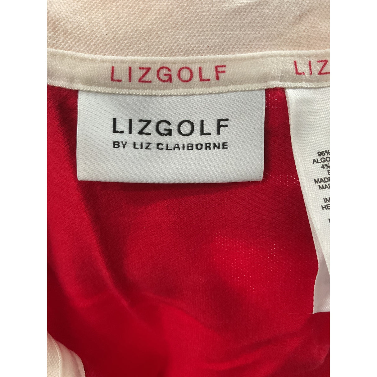 Liz Claiborne Red Striped Cotton Polo Shirt, Women's M