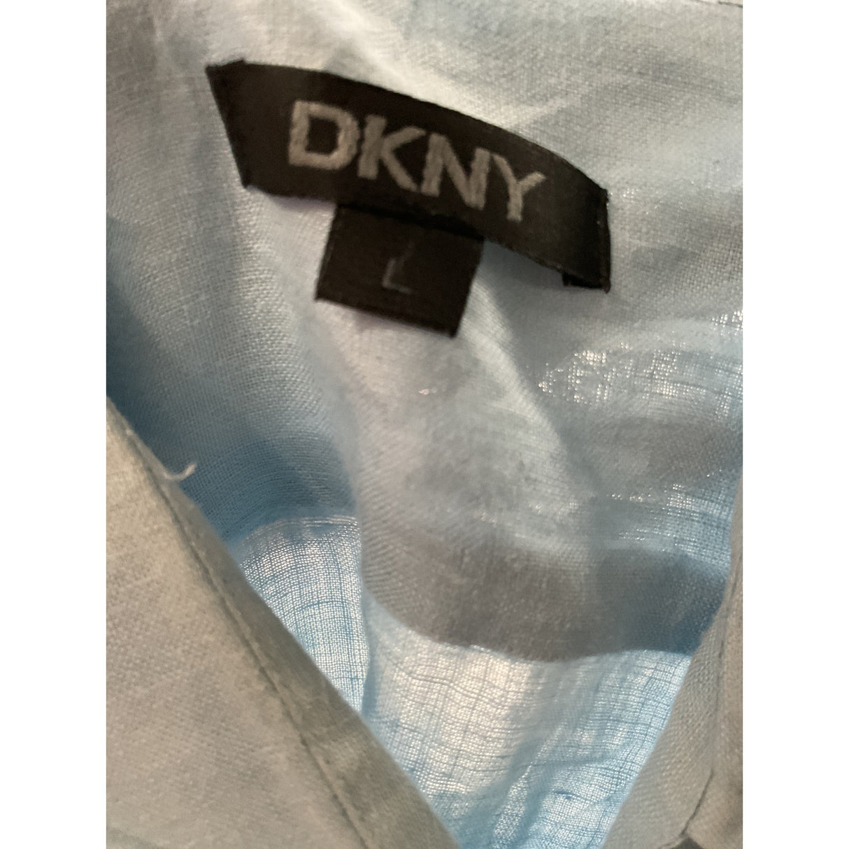 DKNY Men's Blue Linen Button-Up Shirt