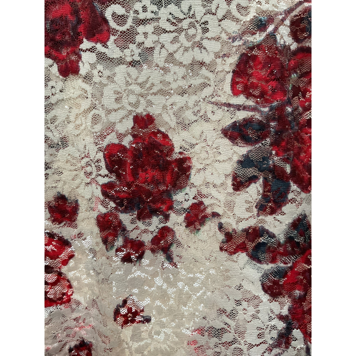 ZARA Red Floral Lace Blouse XS